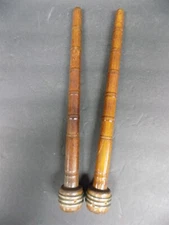 2 Vintage Antique Wooden Spools Textile Mill Thread Bobbin Spindle Farmhouse