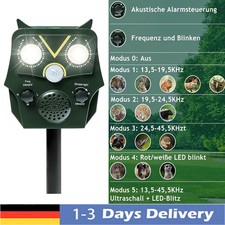 Ultraschall Tiervertreiber Bewegungsmelder Wasserdicht gegen Füchse Vögel Mäuse