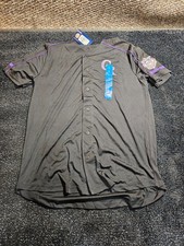 Colorado Rockies Jersey Large Button Down Black/Purple Baseball National League
