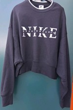 Nike Womens Oversized Cropped Black Sweatshirt Pullover XS