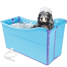 FHTONGE 49Gal Collapsible Large Dog Bathtub with Drainage Pipe