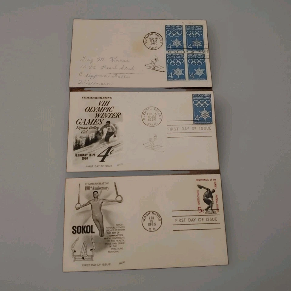 Lot Of 6, Olympics FIRST DAY COVERS 1960, 72, Postcard 1980 SOKOL 65 FDC - Image 3 of 4