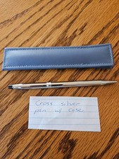 Silver Cross Ballpoint Ink Pen with Slipcover, Blue Ink