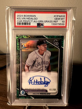 2024 Bowman Kelvin Hidalgo CHR Prospect AU-GRN Grass Ref GEM MT PSA 10