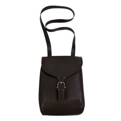 Vintage 70s Crossbody Bag Leather Brown Basic Flap Purse Handbag Pocketbook
