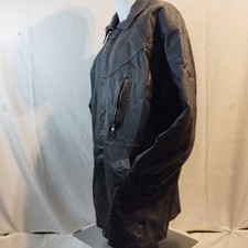 Leather Jacket Black Mid Length Snaps and Zipper Closure Classic Style MEDIUM
