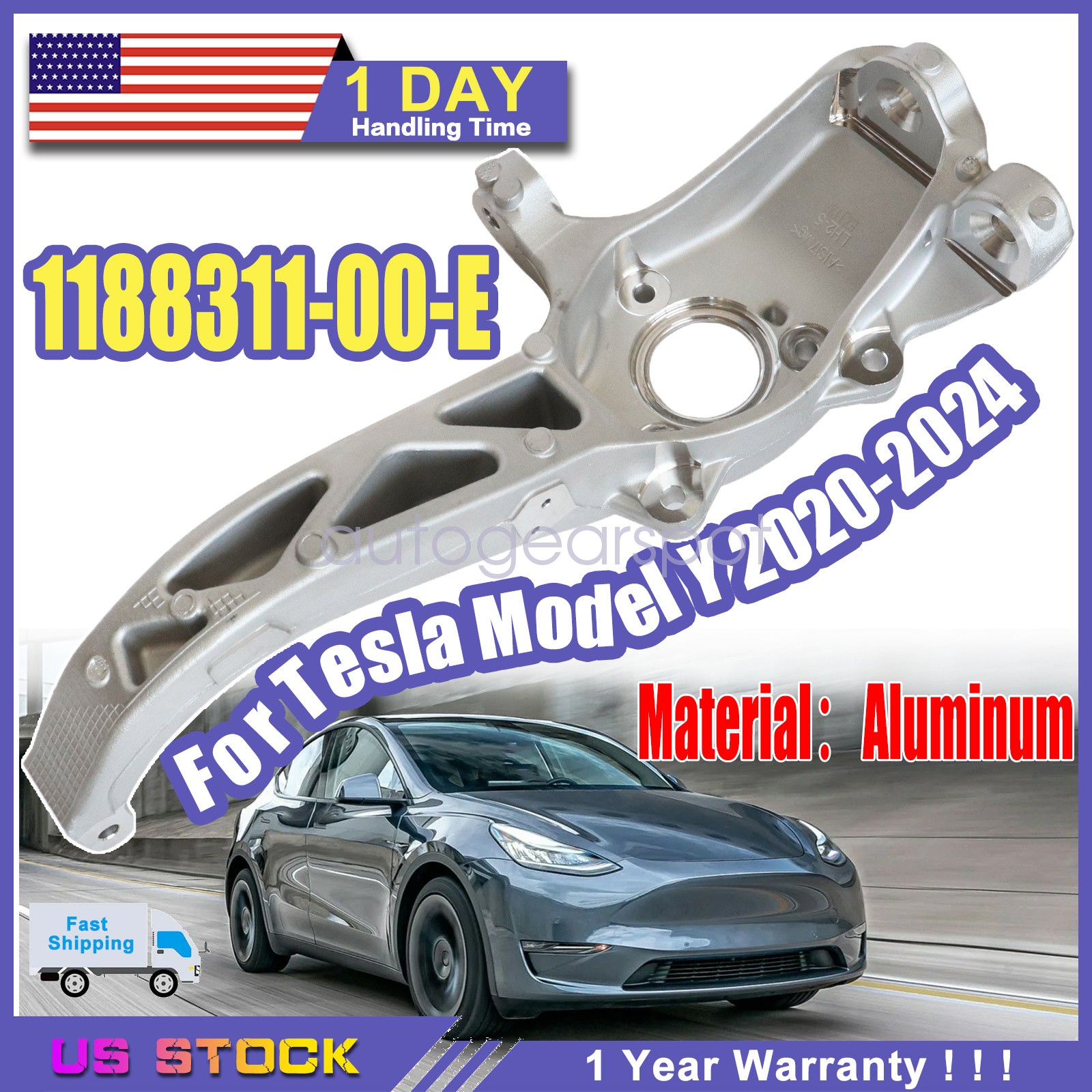 1188311-00-E Front Driver Left Side Knuckle Spindle For Tesla Model Y 2020-2025