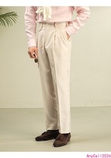 Men's Wrinkle Free Drape Straight Trousers Slim Business Casual Dress Pants