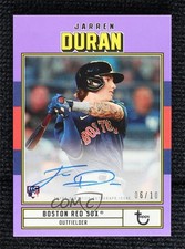 2022 Topps Brooklyn Collection Auto Purple 6/10 Jarren Duran #AC-JD Auto 1v3