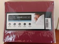 CGK Unlimited Luxury 3 PC Burgundy Twin XL Sheet Set NEW