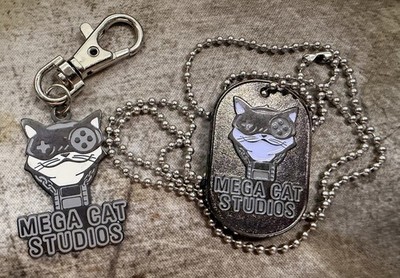 Mega Cat Studios Indie Gaming Promo Merch Lot Keychain Dog Tag Necklace