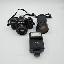 Minolta X-700 35mm SLR Film Camera w/ MD 50mm F1.7 Lens, Extra Lens, Flash! 