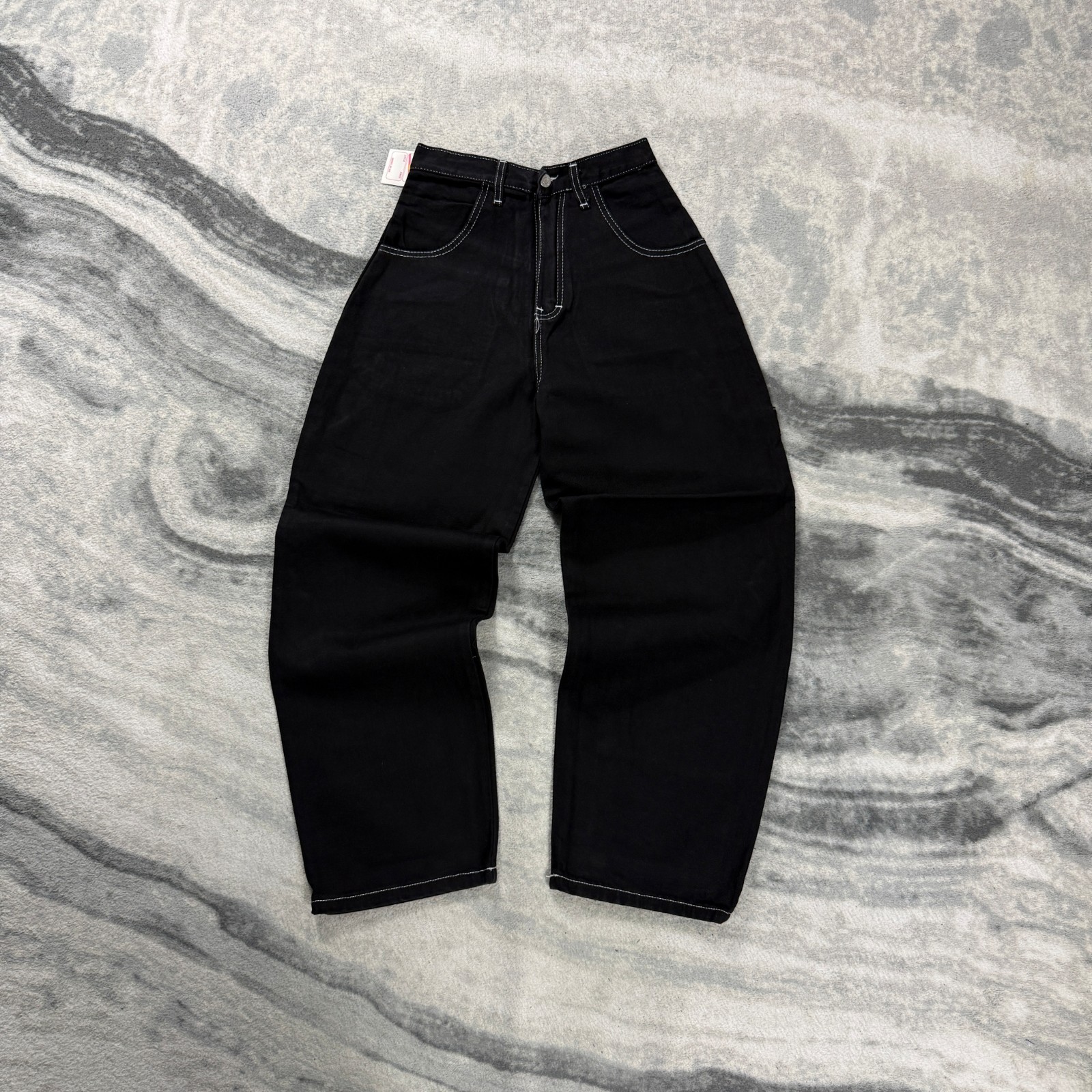 Vintage Ishu Explore Jeanswear 2000s Y2K Contrast Stitch Baggy W27" Black Jeans image 3