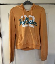 VTG Y2K Hollister Hoodie Boys Juniors M Orange Pullover Logo Pockets