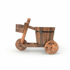 Wooden Tricycle Planter Vintage-Style Flower Cart Rustic for Shelves, Decorators