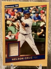 2026 Donruss Baseball Retro '86 Bat Relic NELSON CRUZ Rangers Gold 1/10 *Read*