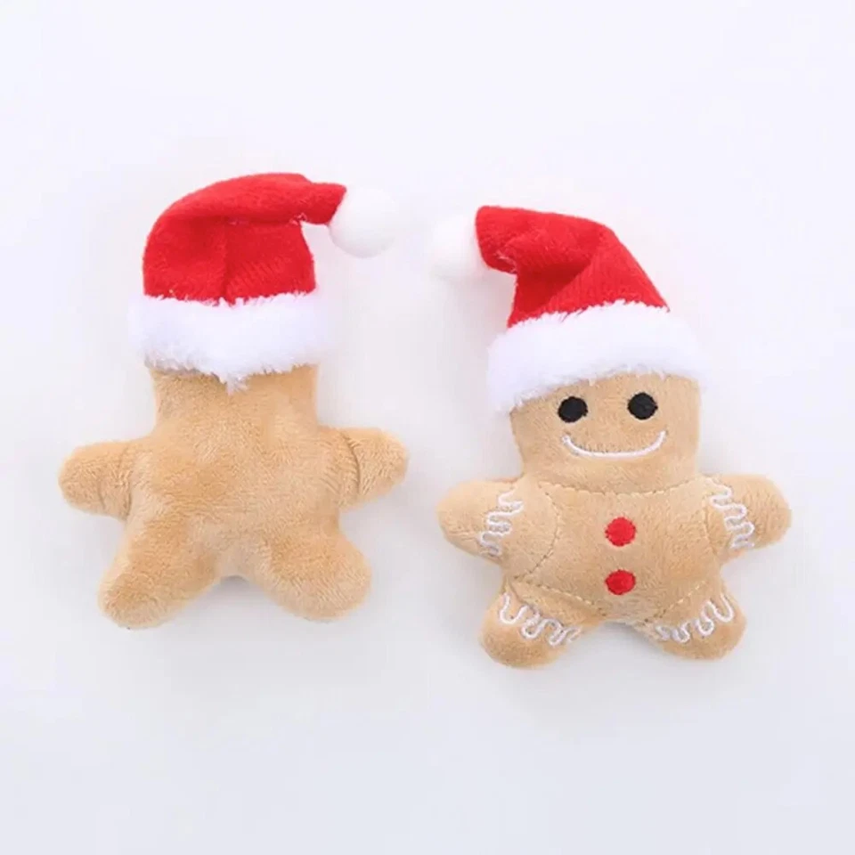 2pcs Small Christmas Catnip Toys Cats Kittens Gingerbread Man Santa Xmas Cat Nip - Image 4 of 4