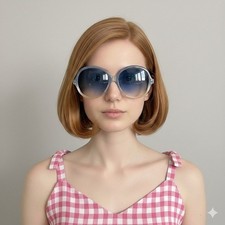 Vintage Blue Round Retro Oversized Sunglasses w/ Blue Lenses - not from Amazon!