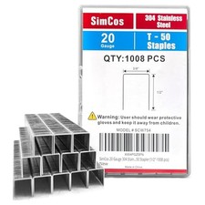 20 Gauge 304 Stainless Steel T/50 Staples, 3/8" Crown, 1/2" Leg 1/2"--1008 pcs