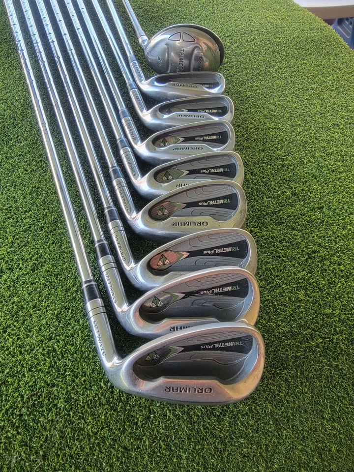Conjunto de tacos de golfe Orlimar Trimetal PLUS usado 4-9; GW; SW aço destro regular - Imagem 4 de 4
