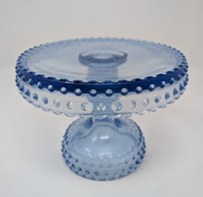 Vintage L.E. Smith Blueberry Hobnail Glass Pedestal Cake Stand 6.5"