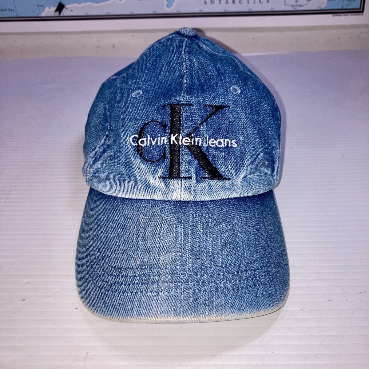 Vintage Calvin Klein CK Jeans Denim Baseball Cap Hat Blue Made In