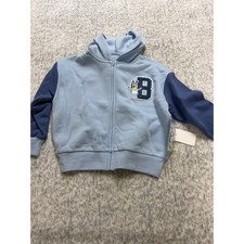Bluey Kids Zip Up Hoodie Blue Varsity Sweatshirt XS 4/5 NWT