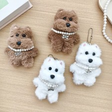 10cm Plush Stuffed Toy West Highland Puppy Dog Wearing Necklace Bag Pendant Doll