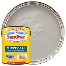Image of Sandtex Textured Masonry Paint Plymouth Grey 5L Exterior Weatherproof Coat DIY