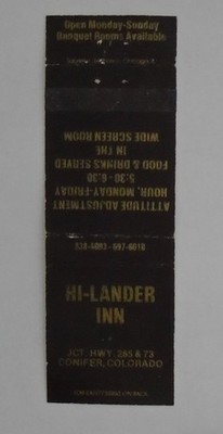 Hilander Inn Conifer CO Matchcover