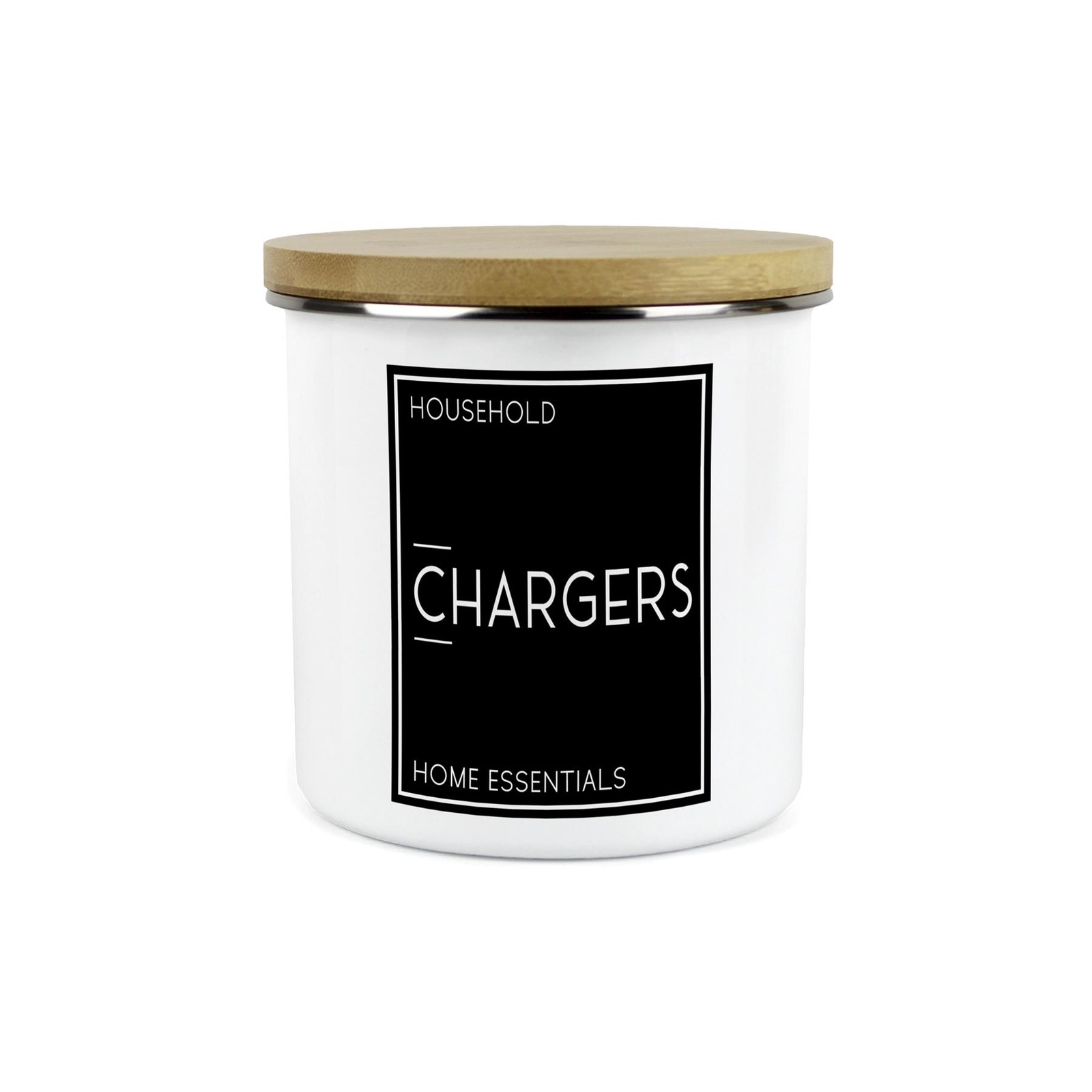 Chargers Storage Canister - Inverted Minimalist Metal Household Container Jar