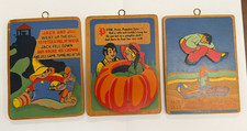 Lot of 3 Vintage 1950 Wooden Nursery Rhyme 3-D Wall Plaques Jack and Jill, Peter