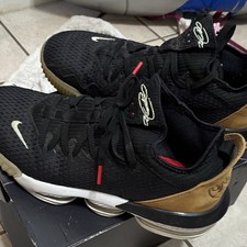 Nike LeBron 16 Black Gold Low Top Basketball Sneakers Breathable Rubber Outsole