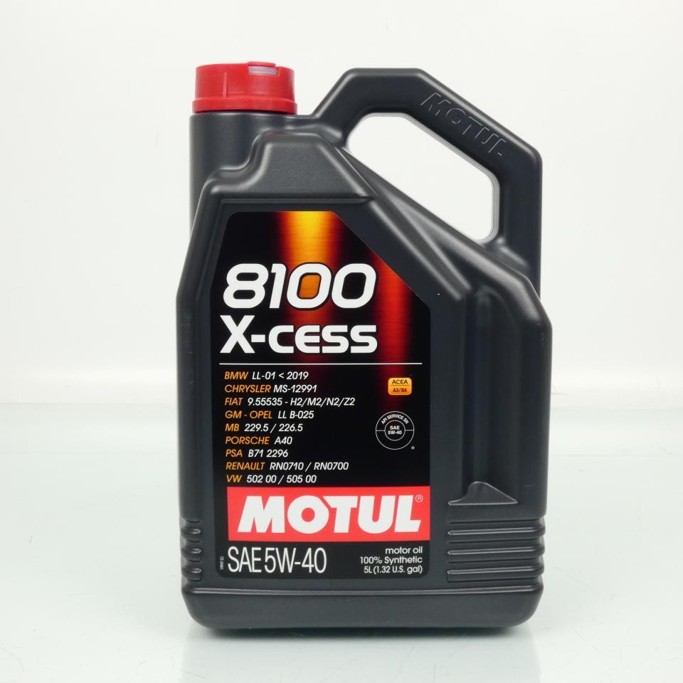 Motul 8100 X-Cess 5W40 5L huile moteur essence et diesel ACEA A3/B4 pour auto