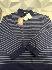 Miu Miu Navy Long Sleeve Stripe Zipper Polo S...