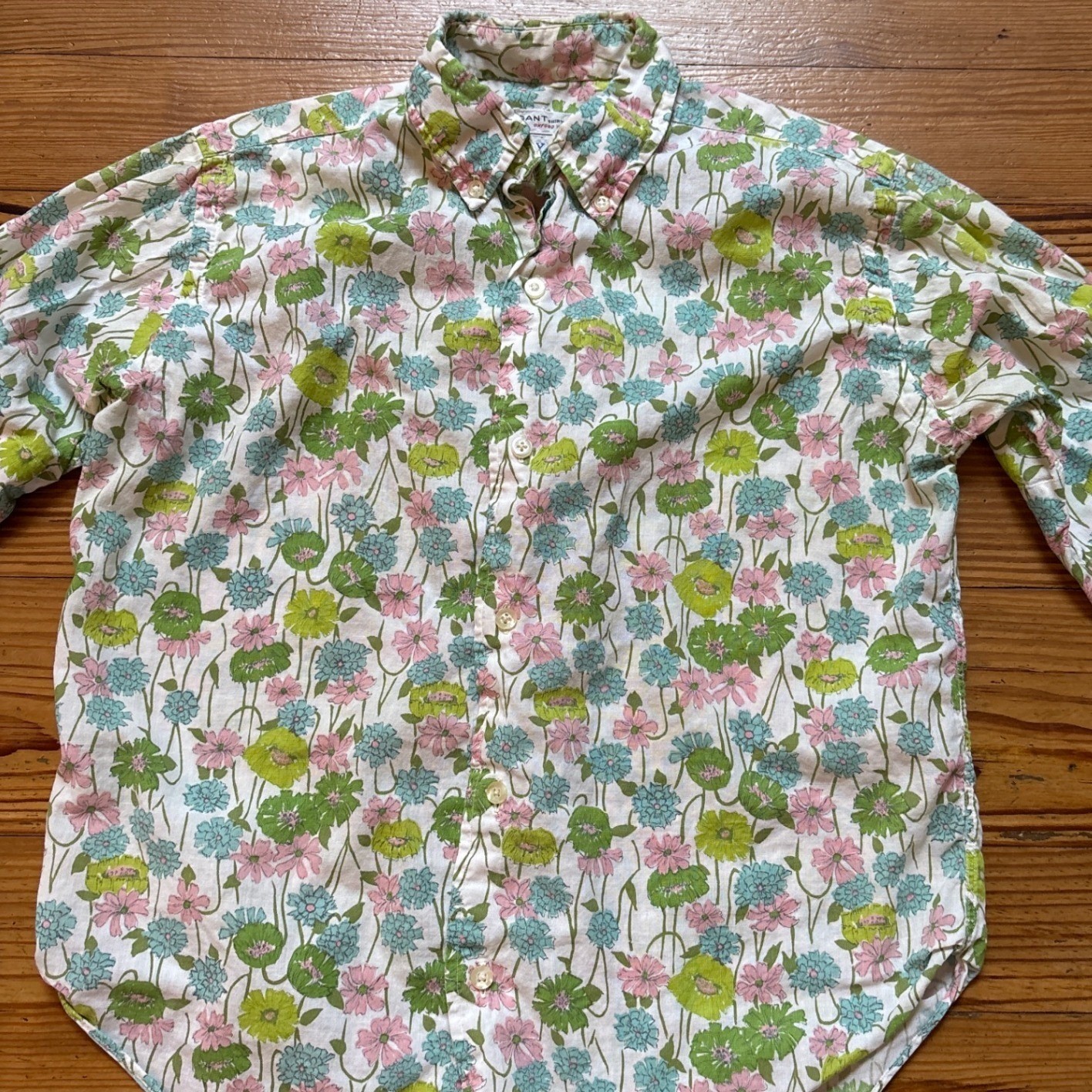 Gant Shirtmakers Floral Button Down Women Pink Green Oxford Voile Yale SIZE S image 2