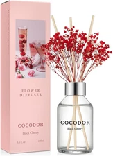 COCODOR Flower Reed Diffuser Set / 3.4Oz / Black Cherry/Scent Diffuser with Stic