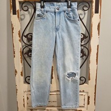 Vtg Levis 512 Kids 8 Slim Fit Jeans Light Wash Orange Tab USA Made Distressed