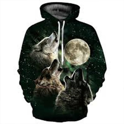 3d wolf print hoodie  and Zip hoodie optional