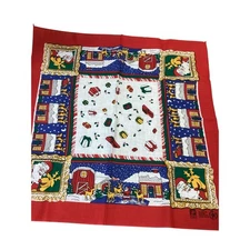 Vintage Paris Made in USA Christmas Neck Scarf Hankie Santa Claus Rudolph Gifts