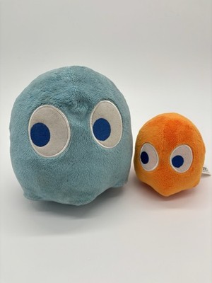 Pac Man Inky & Clyde Plush Toys SET of 2 Orange Blue 4'' & 8''