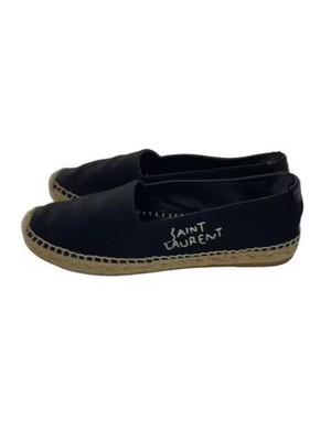 SAINT LAURENT / Logo embroidered slip-on shoes / Black / Canvas
