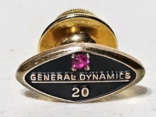 Vintage 10K Gold General Dynamics 20 Year Ruby Employee Service Pin