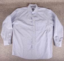 Eton Custom Made Micro Print Poplin Dress Shirt Men 16/33 Blue Long Sleeve