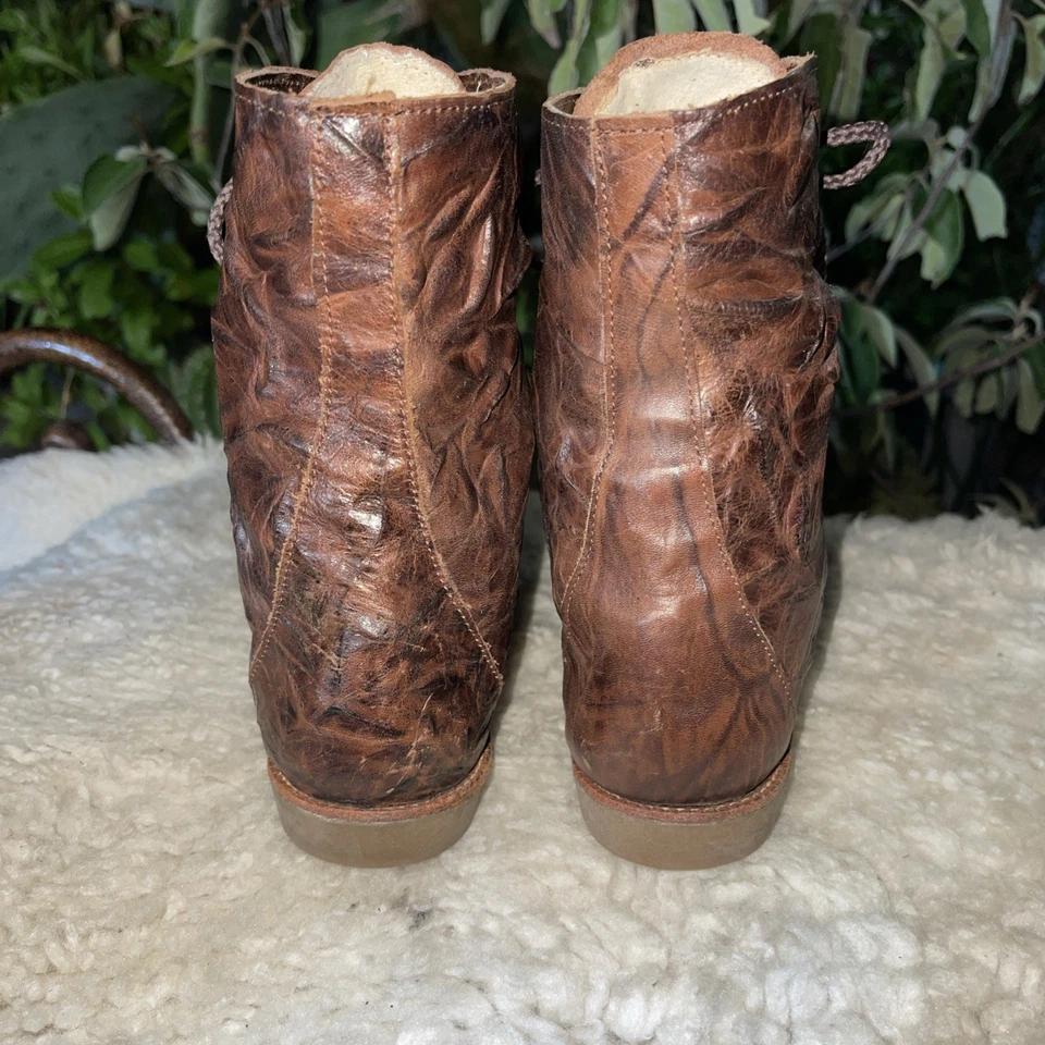 Vintage Sbicca Women Leather Lace Up Ankle Boots Brown Size 7 - Image 3 of 4
