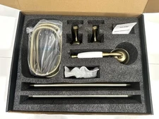 NEW Set Auleend Retro Brushed Gold White Sliding Shower Head Hose Bars Adjustabl