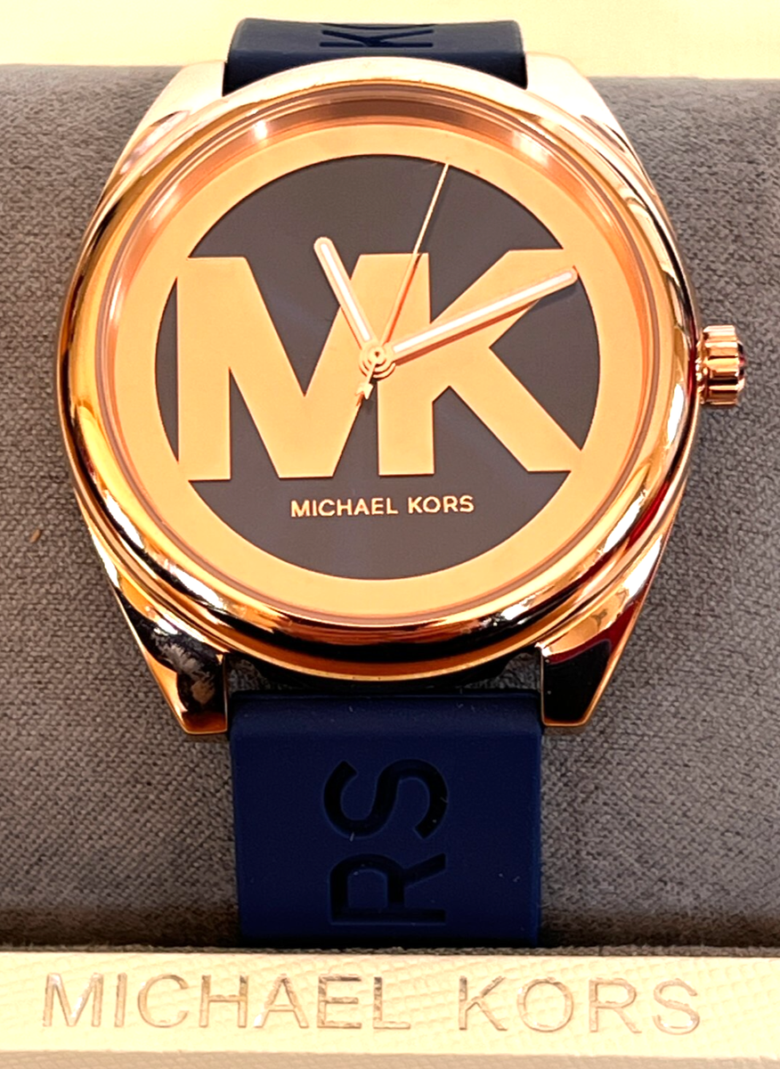 MICHAEL KORS MK7140 Janelle Three-Hand Navy Silicone Strap Watch