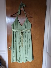 Y2K Eliza J Size 12 Green Ruffle Halter Wedding Party Dress