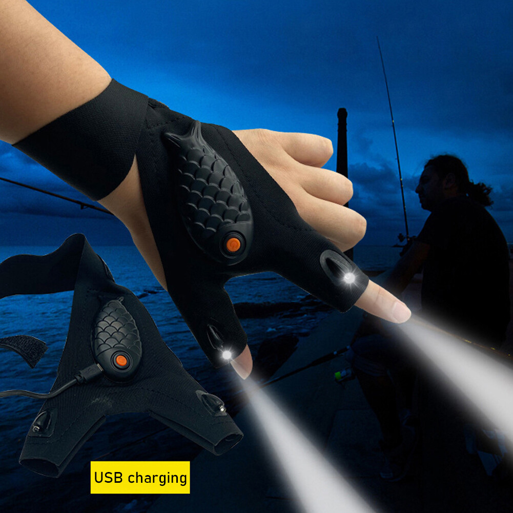 Rechargeable Flashlight Gloves Fingerless Gloves LED Lighting Repair Finger Lamp