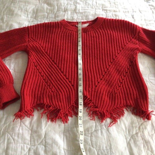No Boundaries Junior Sweater Size Small (3-5) Red Fringe - Picture 5 of 6